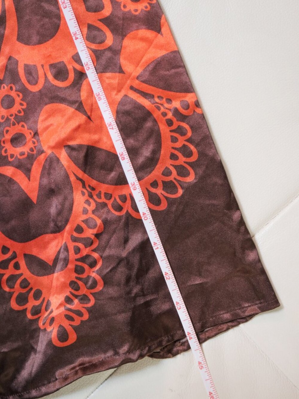Bohemian Orange & Brown Paisley Print Halter Maxi Dress w/ Plunging Deep V Neck - Picture 9 of 9